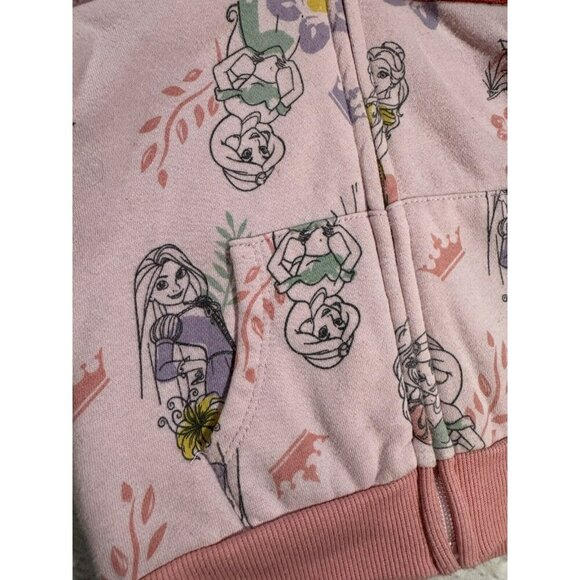 Disney Princesses Girls Hooded Zip Up Sweater Size 4t Pink - Picture 3 of 12